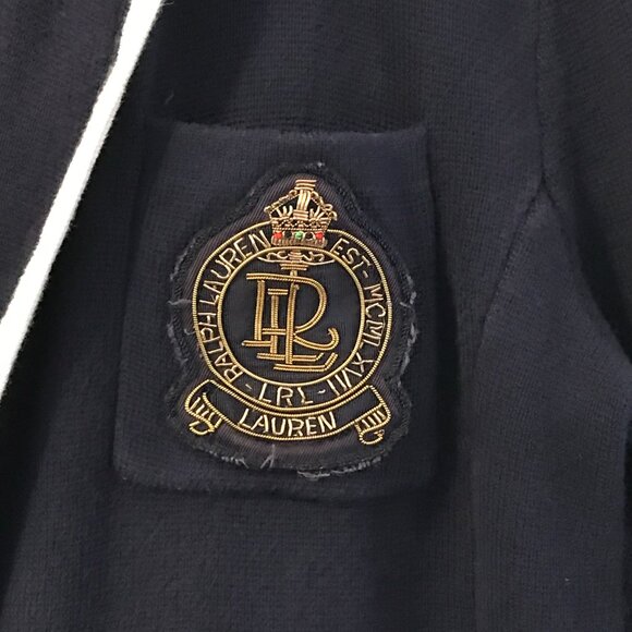 Ralph Lauren sweater knit blazer size M navy crest preppy nautical academia Y2K - Picture 14 of 16